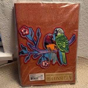 Consuela (Adrian) Glittery Pink Notebook with Large Parrot Embroidered Patch